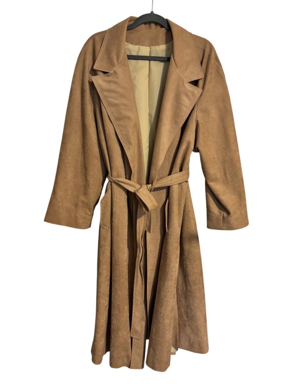 Foxland By Lanson Tan Wrap Trench Coat Belted Made In USA Union Label Vintage M